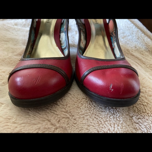 Vintage Steve Madden Pumps Cherry Red Chunky Heel - Picture 13 of 13
